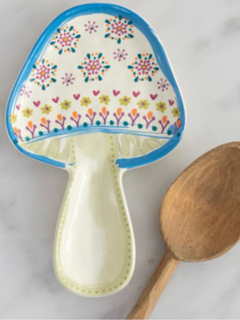 Natural Life Folk Art Mushroom Spoonrest